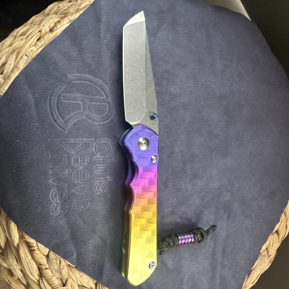 Chris Reeve CRK Knives Sebenza 25 Custom Anodizing Fade And Engraving Titanium - Image 3 of 4