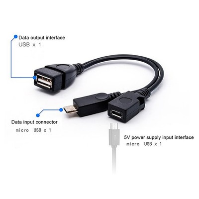 2 in 1 Micro USB Host Power Y Splitter USB 2.0 Port TerminalAdapter OTG -Kabel 