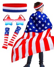 4th of July American Flag Cape Kids Patriotic Independence Day Costumes USA H...