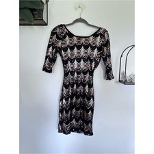 Windsor Sequin Glittery Sparkle Long Sleeve Low Back Scoop Neck Mini Dress Med