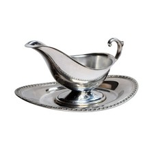 Vintage English Silver Mfg Corp Silverplate Gravy Boat & Detached Underplate USA