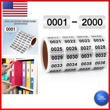 0001-2000 Inventory Number Stickers Labels Self Adhesive Waterproof Vinyl