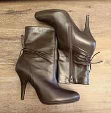 GIANNI BINI Dark Brown Faux Leather Stiletto Heel Ankle Boots, Women s Size 6