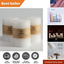 Set of 3 Classic 3"x4" Unscented Dripless Pillar Candles - 72 Hours Burn Time