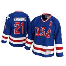 Mike Eruzione #21 Miracle 1980 USA Olympic Hockey Jersey – Stitched Large Blue