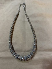 Vintage Napier Silvertone Bead Necklace- Marked- Adjustable