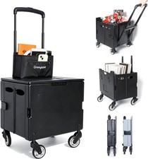 Foldable Utility Cart Portable Rolling Crate Handcart Shopping Trolley