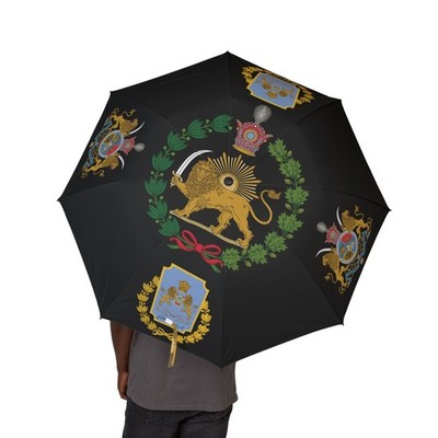 Persian Lion and Sun Umbrella | Shir o Khorshid | Iran Flag | Pahlavi | Black