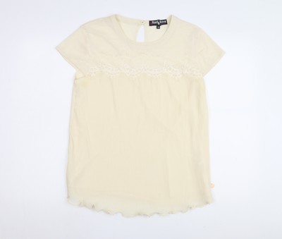 Rant & Rave beige Damenbluse Größe 14 Spitzenakzent