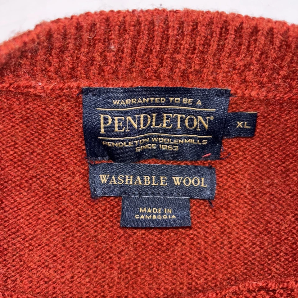 Pendleton Jumper Mens XL 100% Shetland Wool Knit Sweater Pullover Burnt Orange - Image 2 of 4