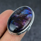 Natural Purple Labradorite Gemstone 925 Sterling Silver Jewelry Ring Size 7 s124