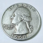 1959 D Washington Silver Quarter 90% Silver Circulated Coin #5788