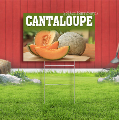 Cantaloupe Indoor Outdoor Yard Sign with metal stakes