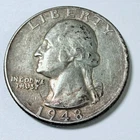 1948 Washington Quarter 25 Cents 90% Silver Ciculated Coin #5918