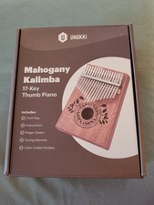 Mahogany Kalimba 17 Key Thumb Piano New Open Box Light Brown Unokki Brand