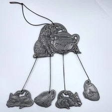 Vintage 1992 Carson Wind Chime with Cats Mice Teapot and Teacups