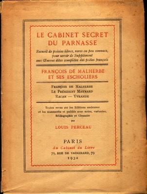 Le Cabinet Secret du Parnasse Recueil de poesies libres, rares ou peu connues, p