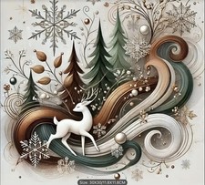 Diamond Art Painting Kit Of Elegant Christmas Scene In Gold And Green 12" X 12"