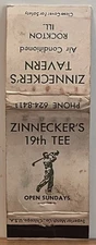 Zinnecker's Tavern Rockton IL Illinois Vintage Matchbook Cover