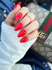 Red Aspen Press On Nails~ Endearing Eliyanah, Red Almond ~Acrylic