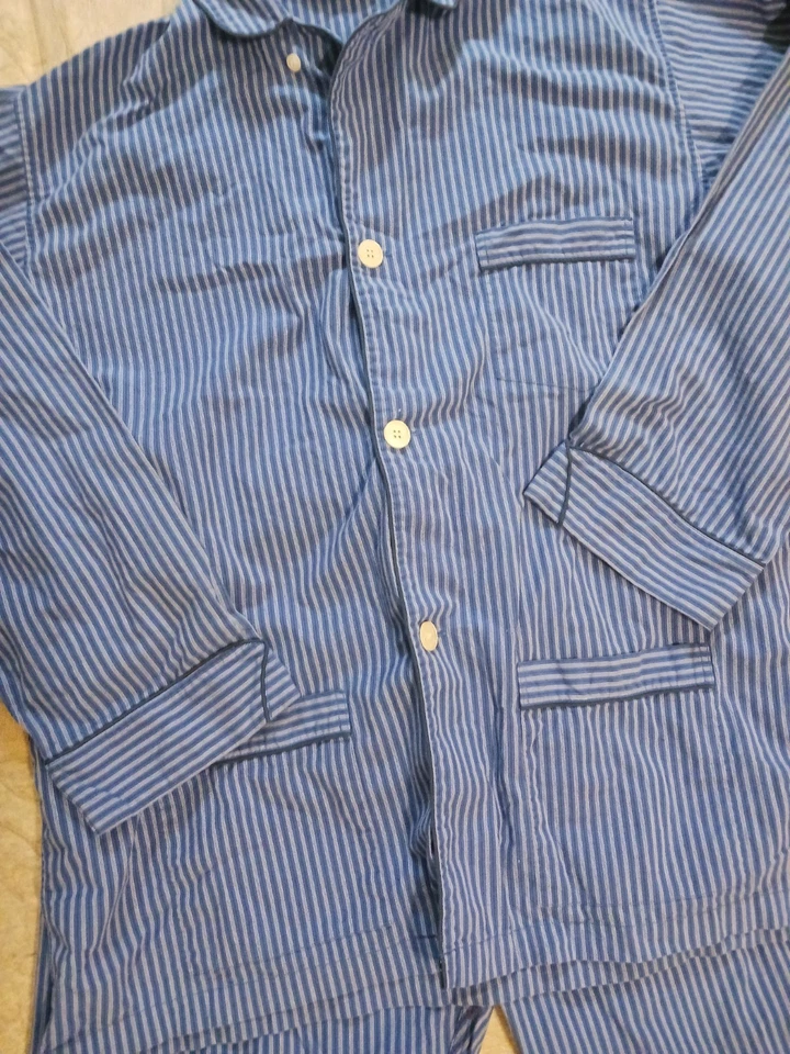 Vtg 90s Mens Christian Dior Monsieur 2 Piece Pyjama Set Blue/White Stripe XL - Image 4 of 4