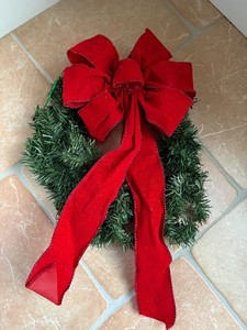 Christmas Decoration Door Wreath 12" with Red Bow