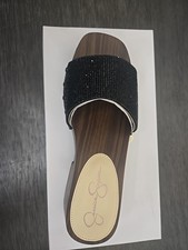 Jessica Simpson Black Beaded Slip-On Sandals