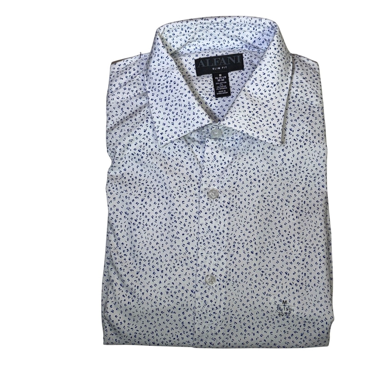 Alfani Men's Slim-Fit Dash-Print Dress Shirt - White - Casual Shirts