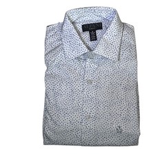 Alfani Men's Slim-Fit Dash-Print Dress Shirt white cobalt 15-15.5 32-33 65