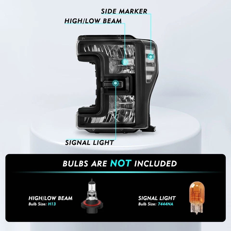 Par de faros negros para Ford F250 F350 F450 F550 Super Duty 2017 2018 2019 Foto 2 de 4