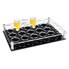 24 Shot Glass Tray Holder, Bar Acrylic Shot Glasses Holders Wine Glass Cup Se...