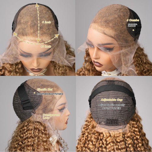 Honey Blonde Wig Human Hair, Deep Wave Lace Front Wigs Human Hair #27 Color B... - Picture 5 of 6