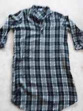 Ekouaer Flannel Black Plaid Nightgown/ Dress Sz XXXL, Pockets , Collared