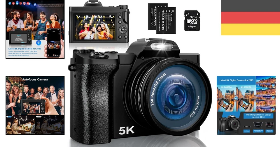 Komfortable 5K Digitalkamera 48MP für kinderleichte Vlogs und Aufnahmen - Bild 2 von 4