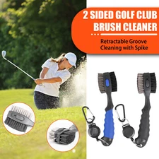 2 Sided Golf Club Brush Cleaner Retractable Groove Cleaning Tool w/ Spike 2PCS