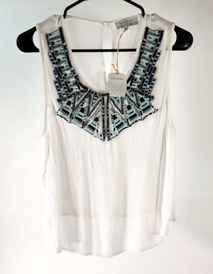 #ad #ad World Market Womens Top Size L XL Embellished Sleeveless Boho Scoop Neck NWT $16.96
