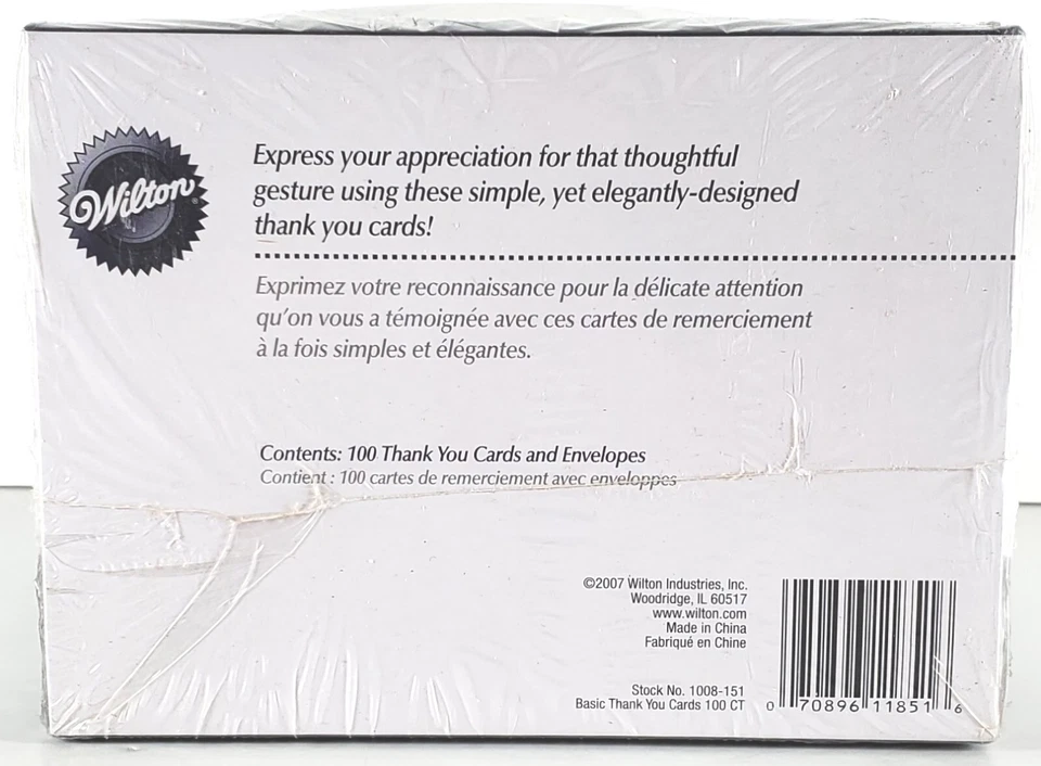 Wilton 100 Count Thank You Cards & Envelopes Simple Yet Elegantly Designed NIB - Image 2 of 2
