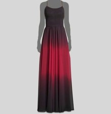  259 Betsy  Adam Women's Black Sleeveless Lace Up Ombre Gown Dress Size 4