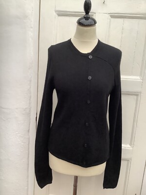 Einzigartiger ausgefallener schwarzer Damen-Wollstrickpullover Pullover Cardigan S/8-10