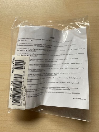 RJ11 Modem Cable DP/N 082UXX DS/N CN-082UXX-41350-239-IHDL - Bild 2 von 2