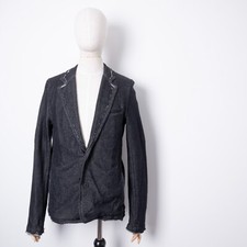 TIGHA Men's Cotton Blend Gray Three Button Single Breasted Comfort Blazer Size M