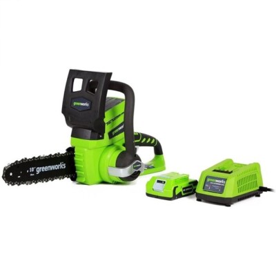 Greenworks 24V 10'' Cordless Chainsaw with 2.0 Ah Battery & Charger 20362