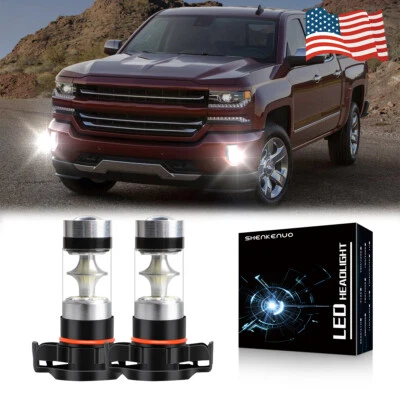 SHENKENUO 100W 6000K 5202 LED Fog Lights For 07-15 Chevy Silverado 1500 2500 3500
