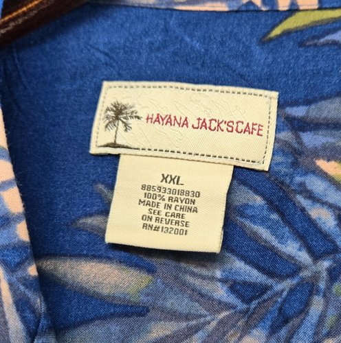 Hayana Jacks Cafe Men's Hawaiian Print Shirt, Button Down Size XXL Blue - Picture 5 of 6