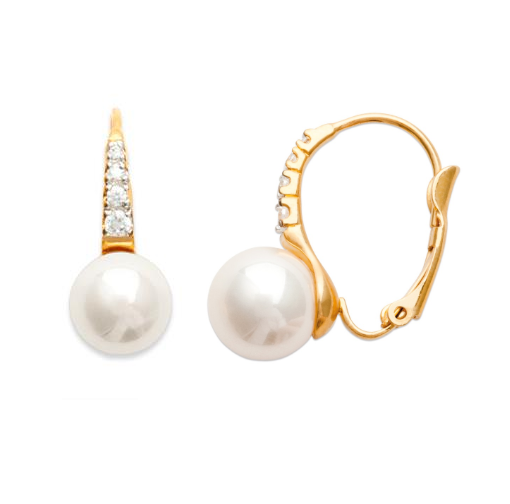 Boucles D'oreilles Or 18 Carats - Dormeuses Perles - 2,55 G Occasion