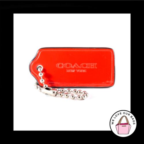 2.25" COACH NEW YORK RED PATENT LEATHER NICKEL KEYFOB BAG CHARM KEYCHAIN HANGTAG - Picture 1 of 1