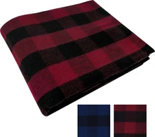 Wool Plaid Flannel Blanket Heavyweight Buffalo Plaid Bed Cover Throw 62" x 80"