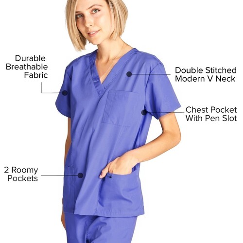 Dagacci Medical Unisex Uniform Set Decke blau, klein - Bild 2 von 6