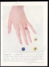 1954 Linde Star sapphire ring star ruby ring photo vintage jewelry print ad