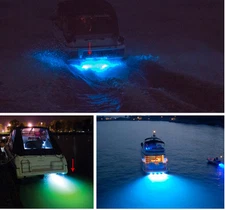 Blue Led Drain Plug Light 9W Underwater Boat Marine Yacht Transom Fishing Diving
